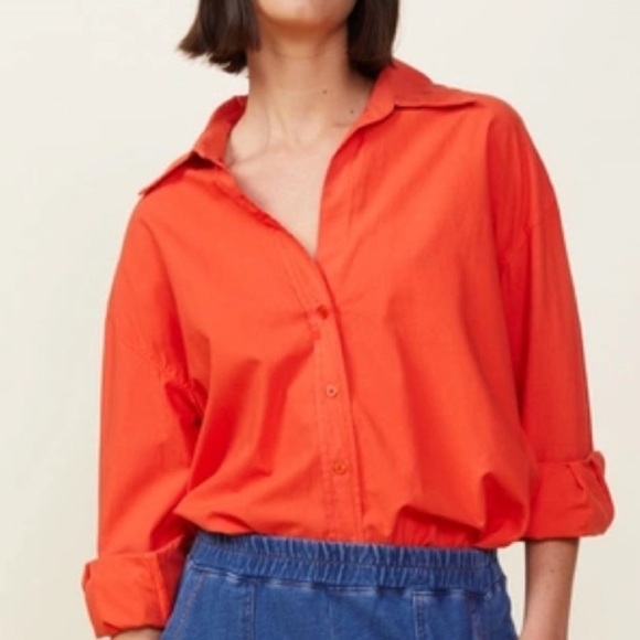 🆕 SANCTUARY Woman’s Oversized Boyfriend Back slit button-up shirt size 1X - Picture 1 of 6